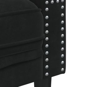 vidaXL Canapea Chesterfield cu pernuțe/3 locuri, negru, catifea
