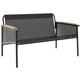 vidaXL Bancă de grădină cu perne, negru, 116 cm, oțel