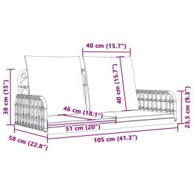 vidaXL Bancă de balansoar cu perne, 105x58x38 cm, poliratan și oțel