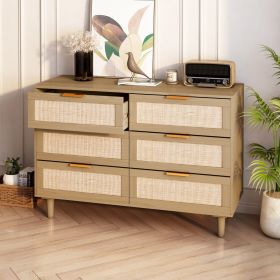 6 Drawers Rattan Dresser Rattan Drawer, Bedroom,Living Room