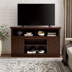 Traditional TV Media Stand Farmhouse Rustic Entertainment Console for TV Up to 65" with Open and Closed Storage Space, Espresso, 60"W*15.75"D*34.