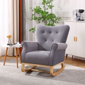 Modern Rocking Chair, Upholstered Accent Chair for Nursery, Playroom, Bedroom and Living Room, Small Contemporary Rocker, Kids Cushioned Arm Chai