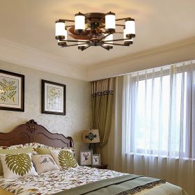 Ceiling Fan 21.7" with Dimmable Light DC Motor and 6 Speeds Reversible with Remote Control Flush Mount Low Profile Indoor with 5 Blade for Living