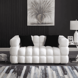 62.2length ,35.83 Deepth ,human Body Structure For USA People, Marshmallow Sofa,boucle Sofa ,White Color, 2 Seater