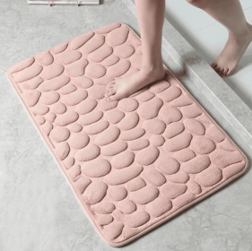 3D Non Slip Bathroom Mat Cobblestone Embossed Bath Mats (Color: Pink, size: 50*80)