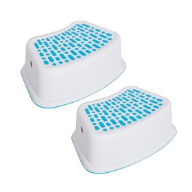 Set of 2 Step Stools, Lightweight Anti-Slip Plastic Toilet Stool for Potty Training (Color: Blue)